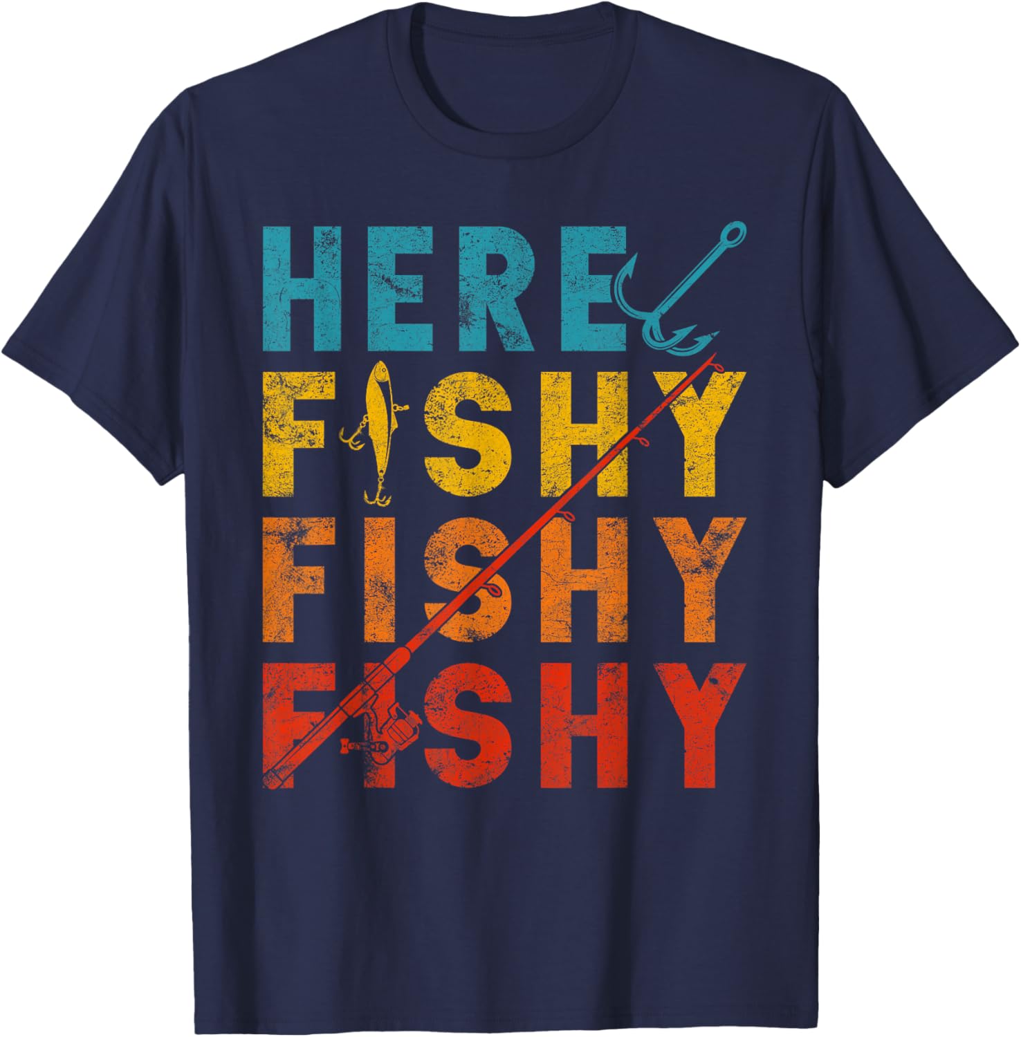 Fisher Fish Fishermen Bait Fishing Rod Boys Girls Bass T-Shirt - T-Shirt | Navy