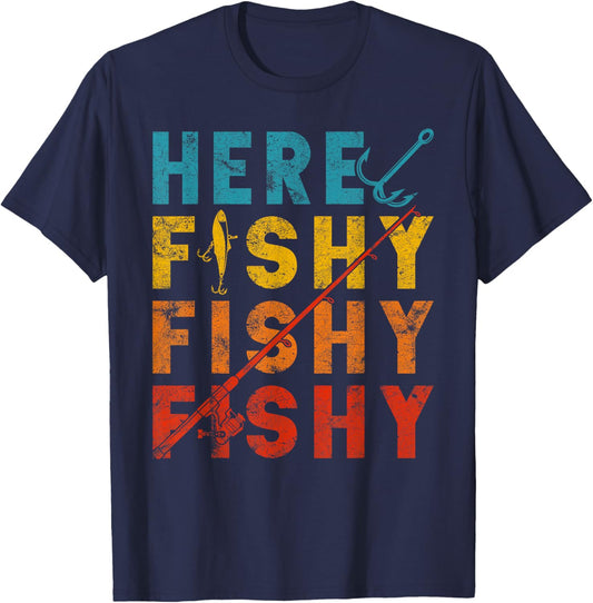 Fisher Fish Fishermen Bait Fishing Rod Boys Girls Bass T-Shirt - T-Shirt | Navy