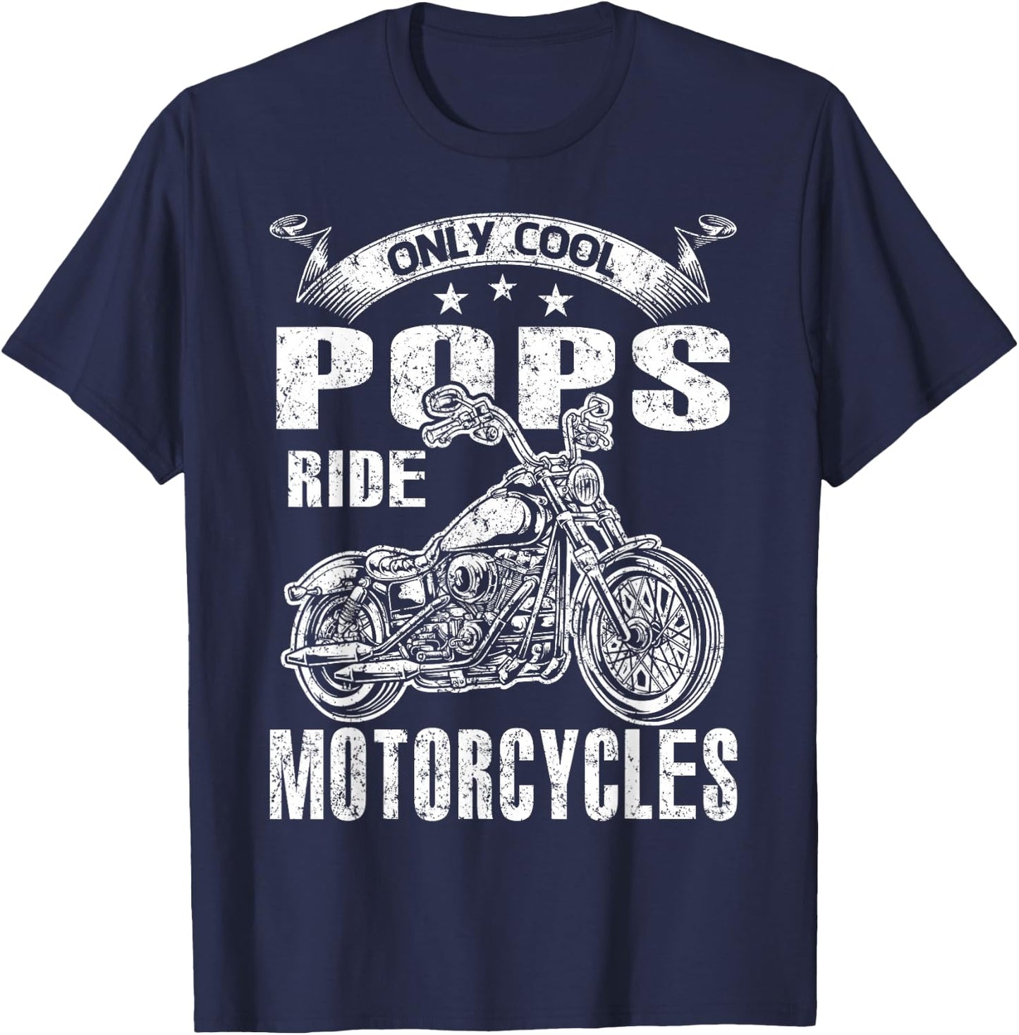 Only Cool Pops Rides Motorcycles T-Shirt - T-Shirt | Navy