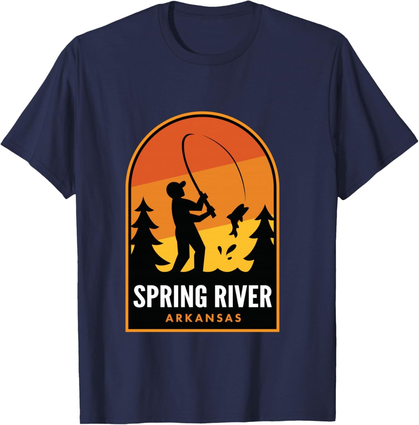 Spring River Arkansas Fishing T-Shirt - T-Shirt | Navy
