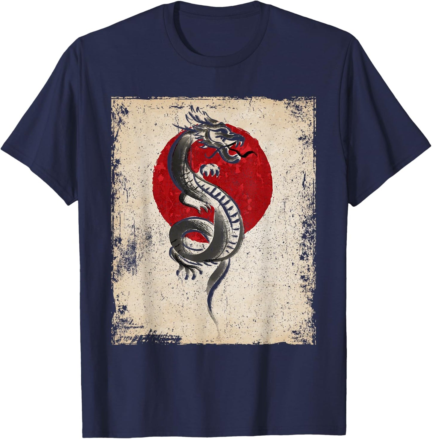 Japan dragon artwork Japanese Art Retro T-Shirt - T-Shirt | Navy