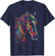 Horse Abstract Art Animal Colorful Graphic Motif Horse T-Shirt - T-Shirt | Navy