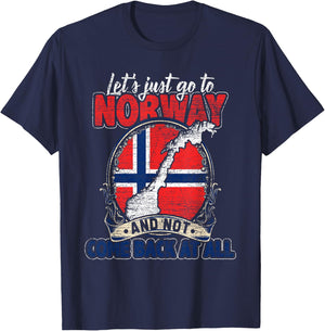 Vintage Norwegian Flag - Let's Just Go To Norway T-Shirt - T-Shirt | Navy