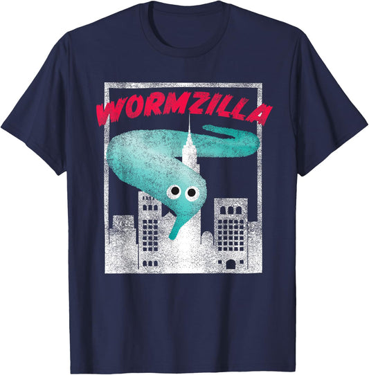 Worm on a String Meme Wormzilla Retro Years Style T-Shirt - T-Shirt | Navy