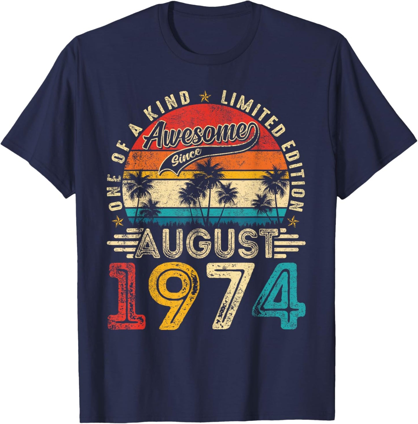 Awesome Since August 1974 Vintage Retro 50th Birthday Men T-Shirt - T-Shirt | Navy