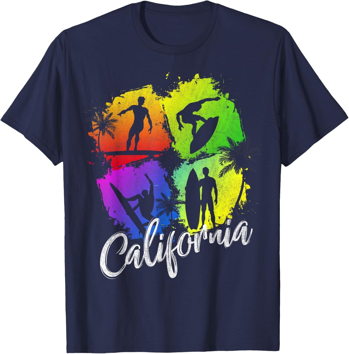 California Beach Surfing Wavesurfing Surfer T-Shirt - T-Shirt | Navy