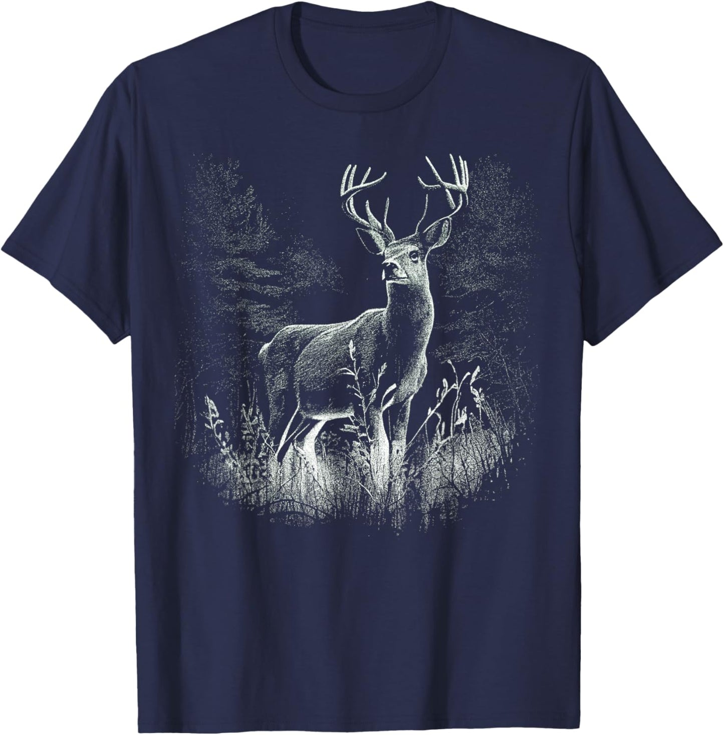 Deer Forest Nature Lover Stag Hunting Hunter T-Shirt - T-Shirt | Navy