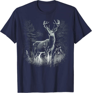 Deer Forest Nature Lover Stag Hunting Hunter T-Shirt - T-Shirt | Navy