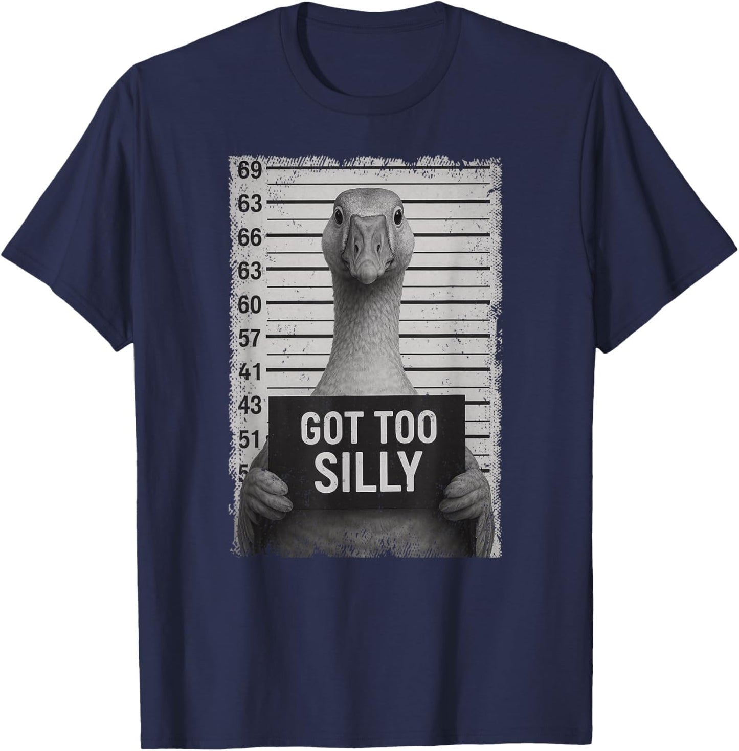 Funny Goose Got Silly Meme Animal Lover Mugshot Boys Girls T-Shirt - T-Shirt | Navy