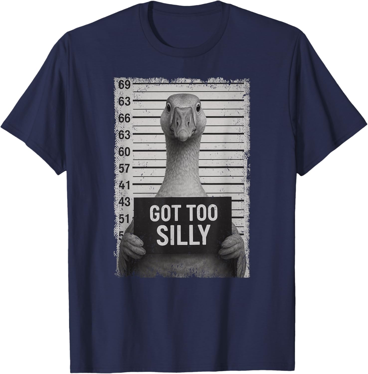Funny Goose Got Silly Meme Animal Lover Mugshot Boys Girls T-Shirt - T-Shirt | Navy