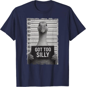 Funny Goose Got Silly Meme Animal Lover Mugshot Boys Girls T-Shirt - T-Shirt | Navy