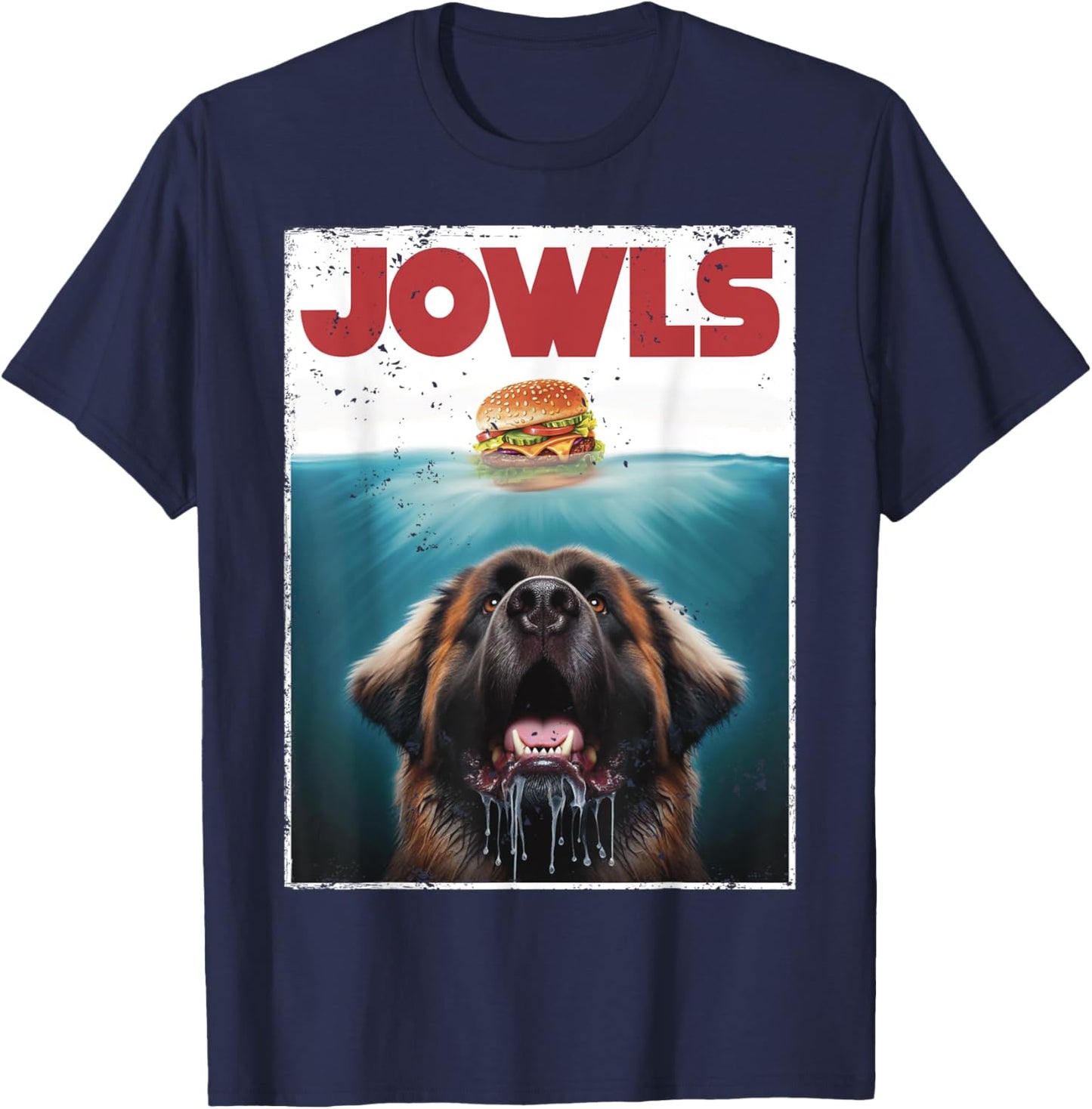 Funny Leonberger Jowls Burger, Gentle Giant Dog Mom, Dog Dad Women Girls Kids T-Shirt - T-Shirt | Navy