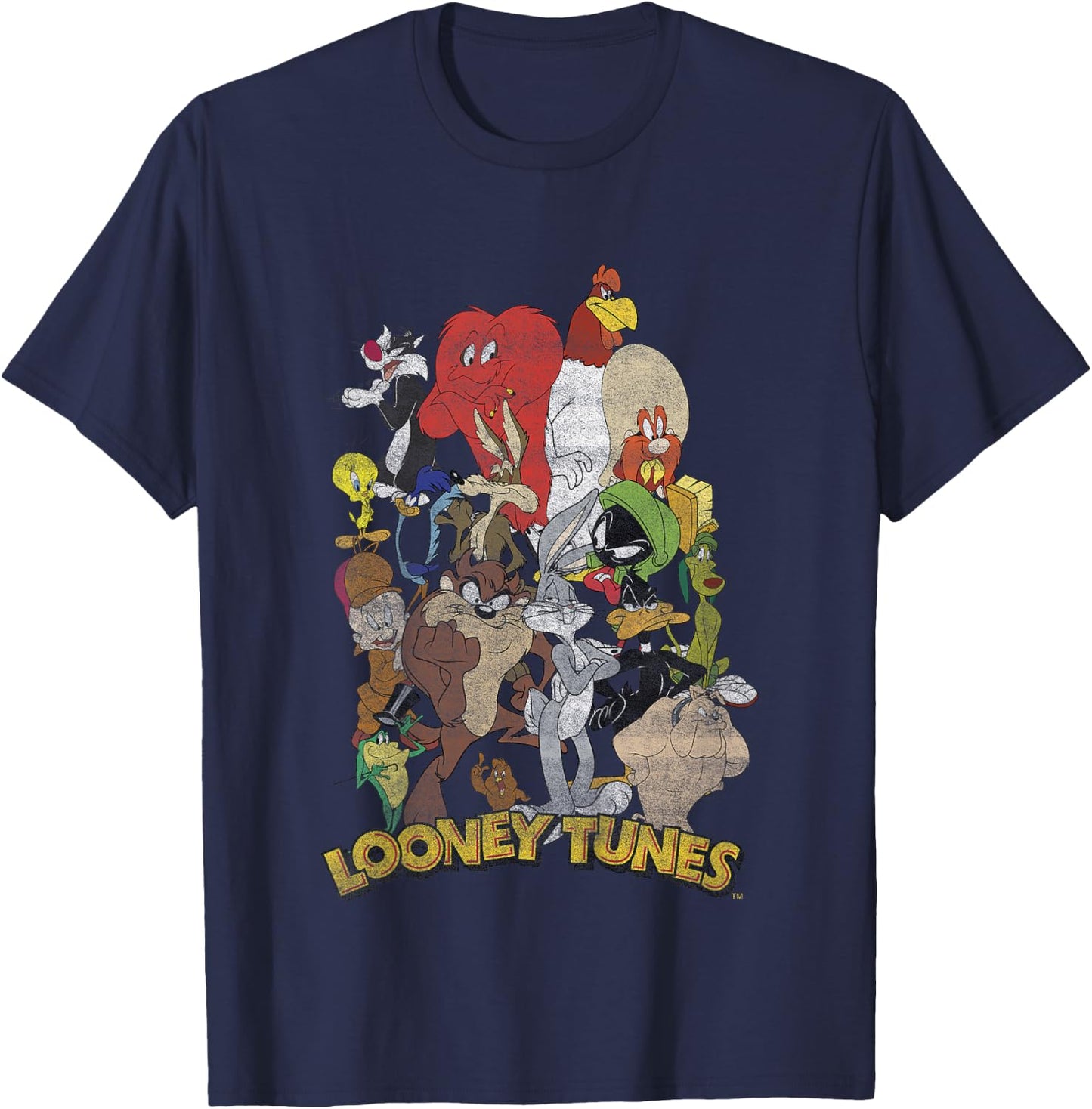 Kids Looney Tunes Group Shot Character Stack T-Shirt - T-Shirt | Navy