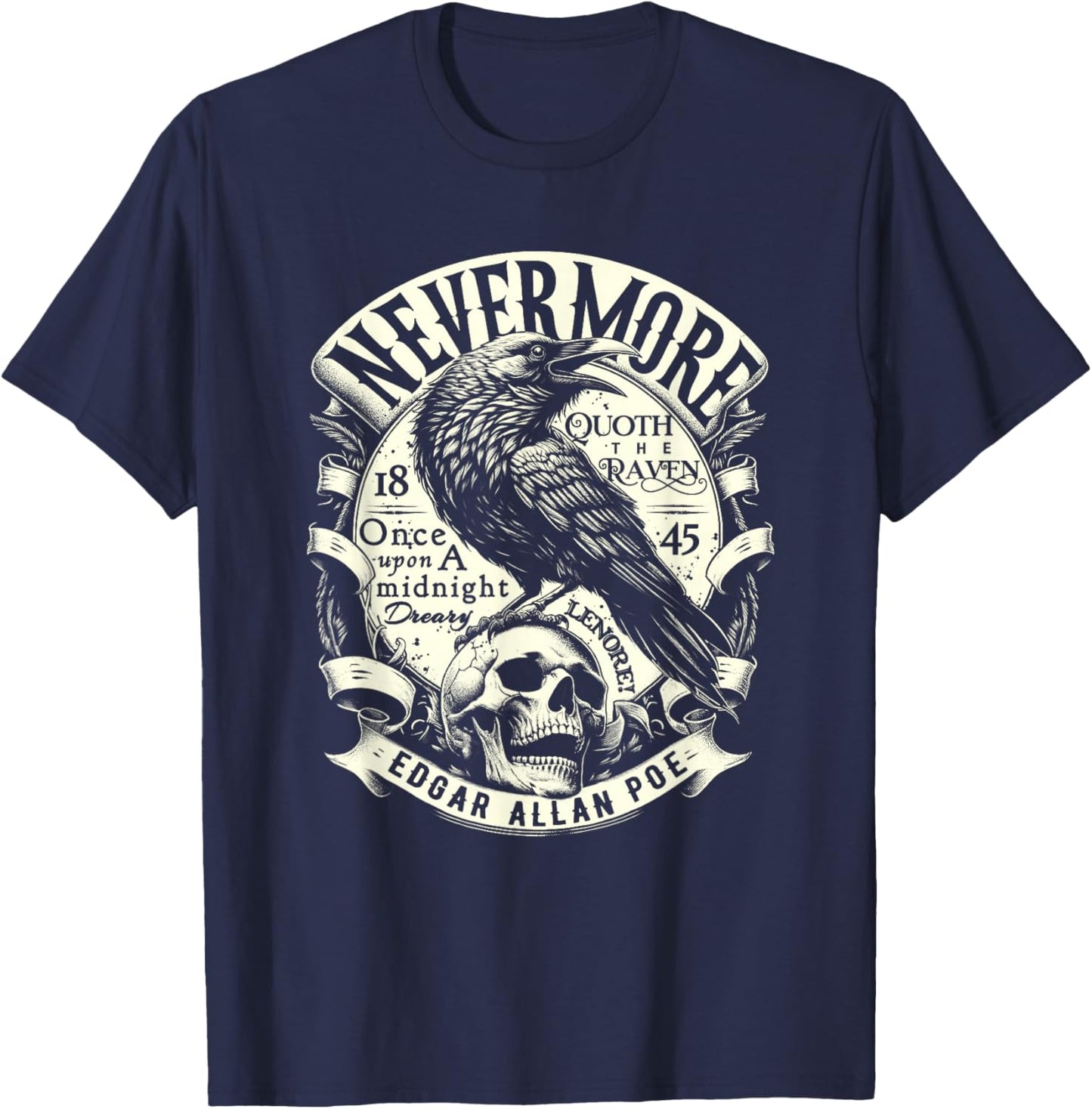 Edgar Allan Poe Nevermore Quoth The Raven T-Shirt - T-Shirt | Navy