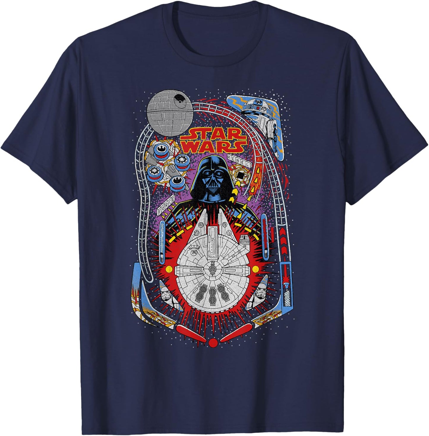 Star Wars Darth Vader Death Star Pinball T-Shirt - T-Shirt | Navy