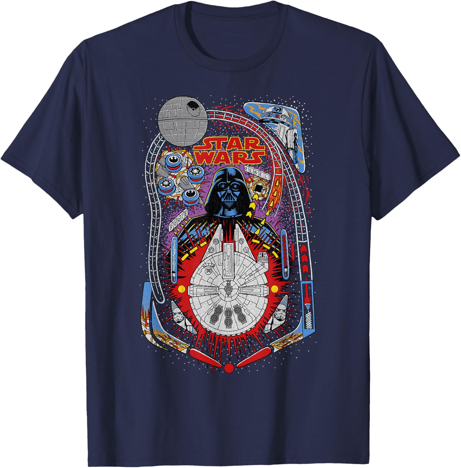 Star Wars Darth Vader Death Star Pinball T-Shirt - T-Shirt | Navy