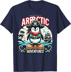 Arrrctic Adventures Pirate Penguin Treasure Quest Pun T-Shirt - T-Shirt | Navy