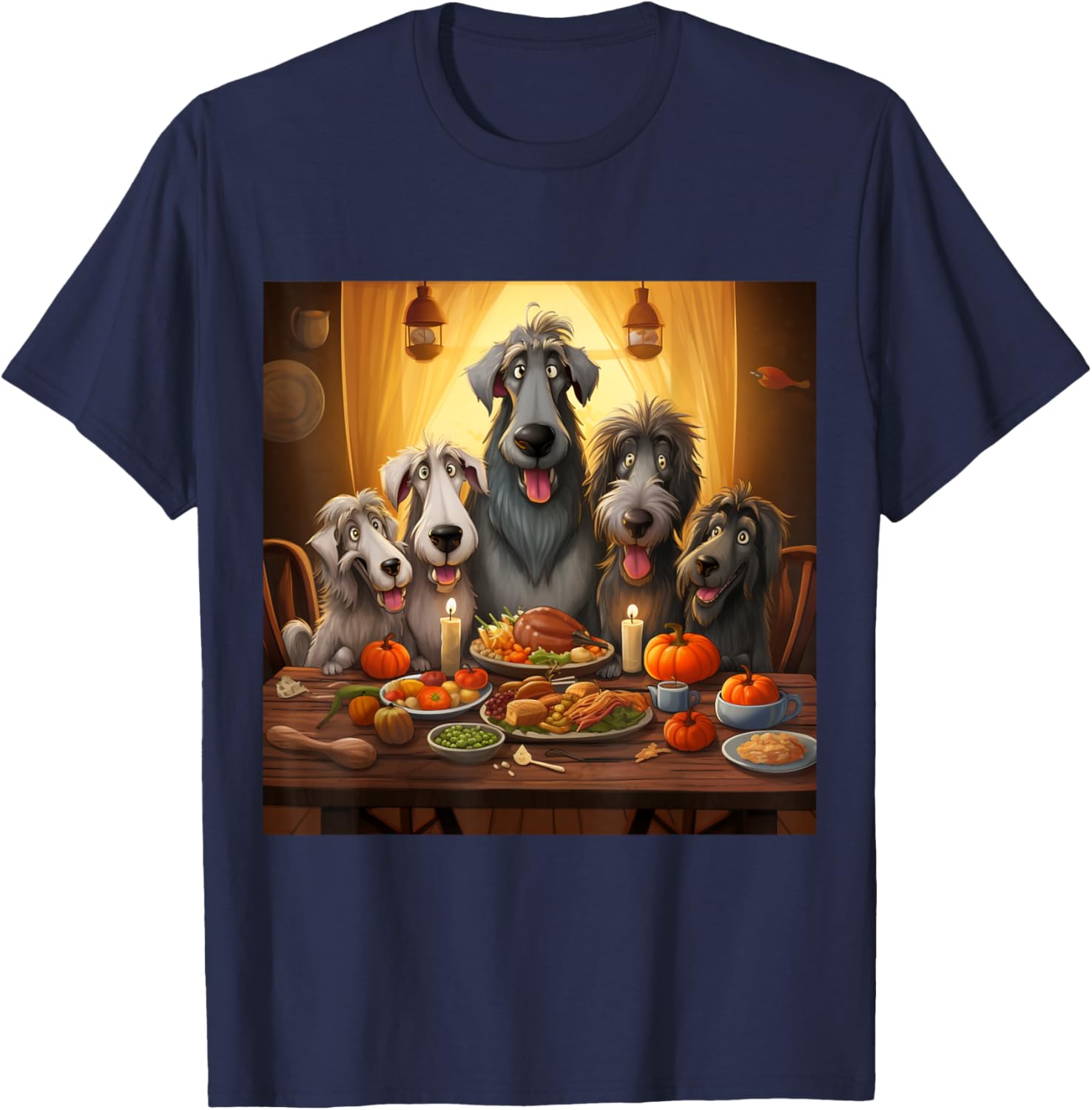 Thanksgiving Irish Wolfhound - Irish Wolfhound Thanksgiving T-Shirt - T-Shirt | Navy
