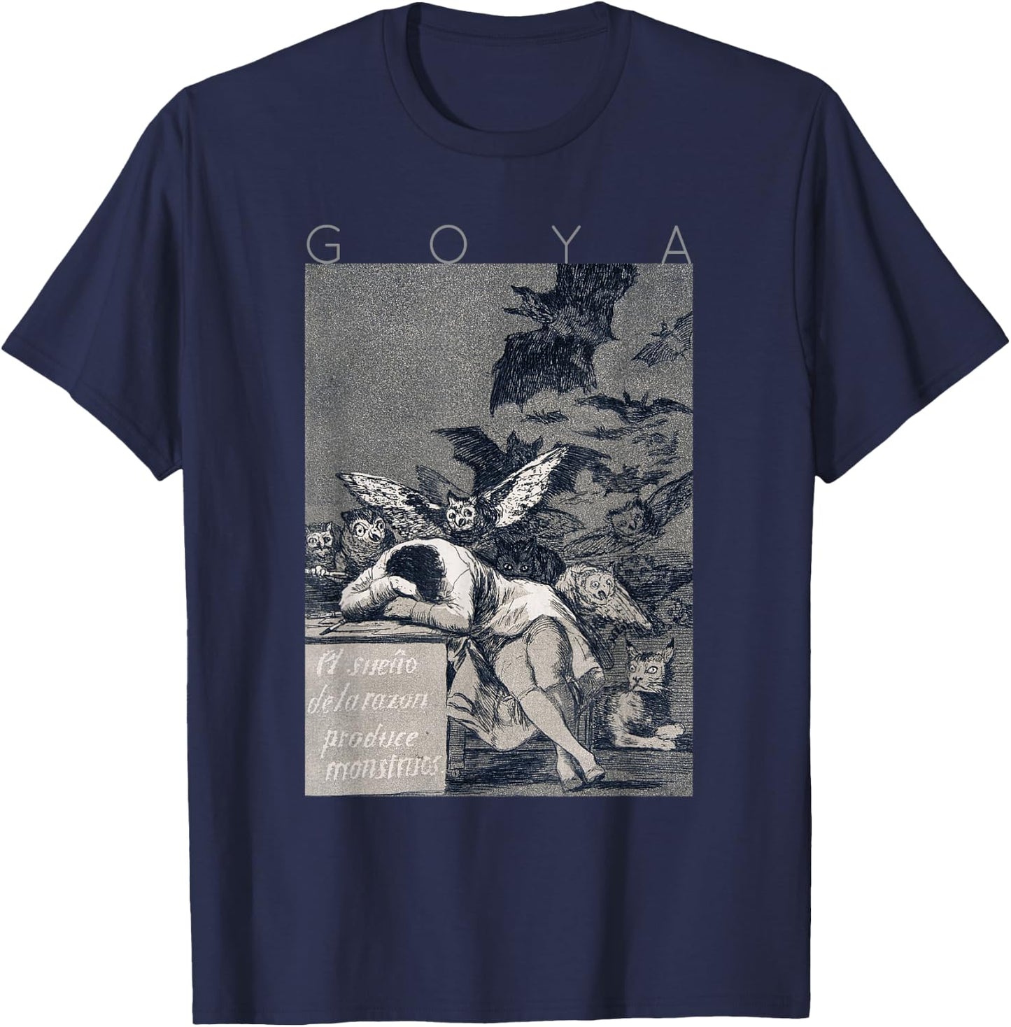 Francisco Goya The Sleep of Reason brings out monsters T-Shirt - T-Shirt | Navy