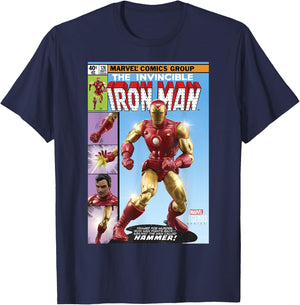 Marvel Legends Series The Invincible Iron Man Comic Cover T-Shirt - T-Shirt | Navy