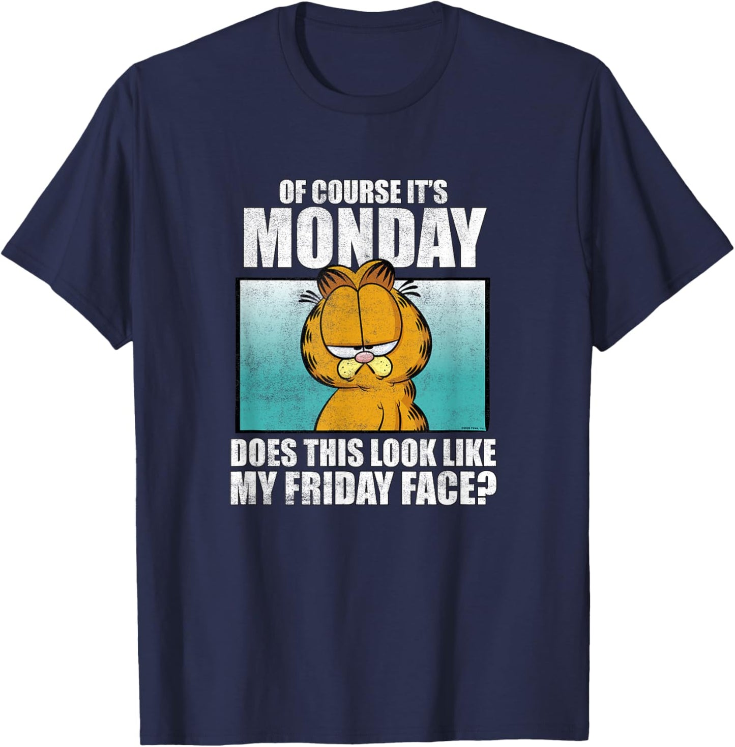 Garfield of Course It's Monday...Friday Face T-Shirt - T-Shirt | Navy