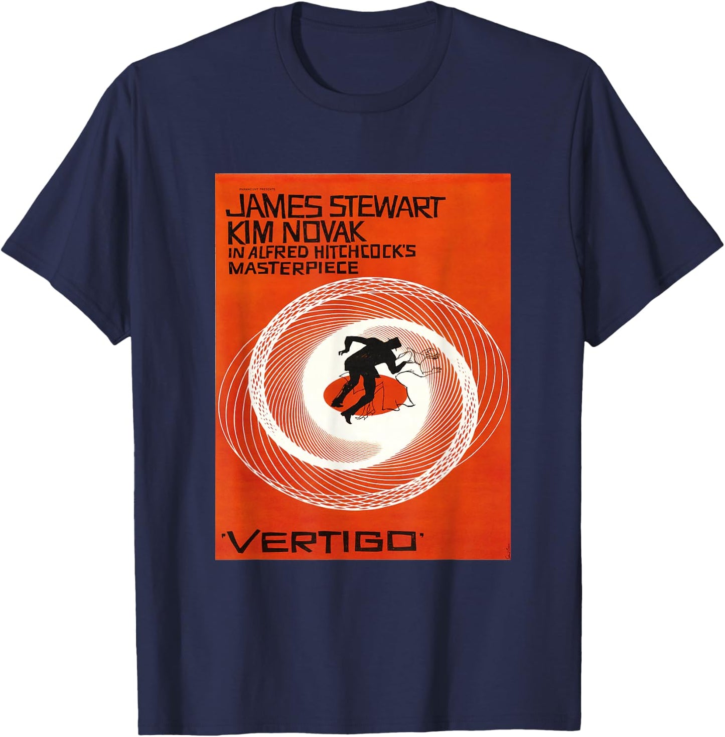 Vertigo Vintage Movie Poster, Noir Thriller Acrophobia Film T-Shirt - T-Shirt | Navy