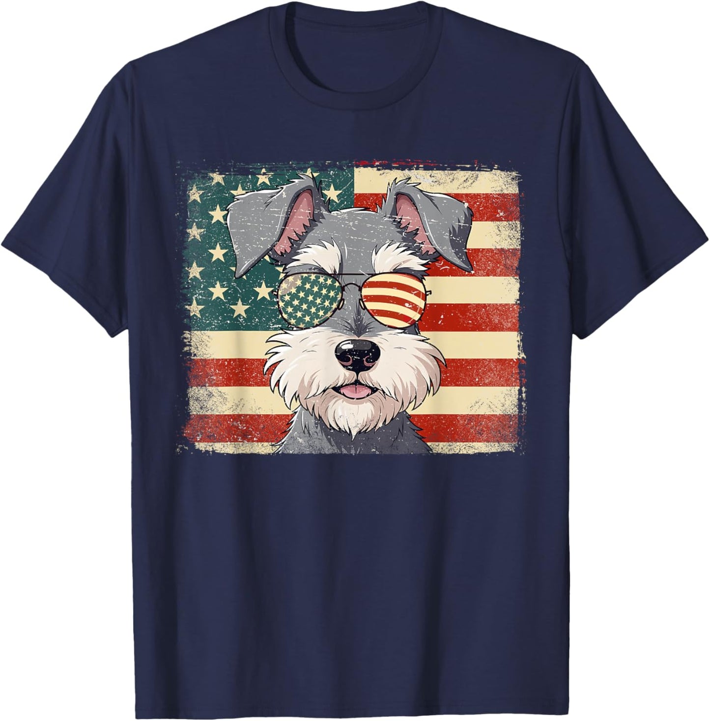 Patriotic Miniature Schnauzer Dog Lover USA Flag 4th Of July T-Shirt - T-Shirt | Navy