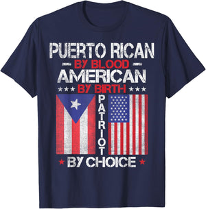 Puerto Rican By Blood American By Birth Patriot By Choice T-Shirt - T-Shirt | Navy