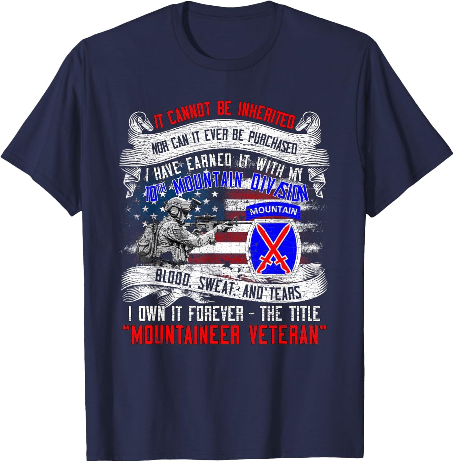 10th Mountain Division Fort Drum New York Climb to Glory T-Shirt - T-Shirt | Navy