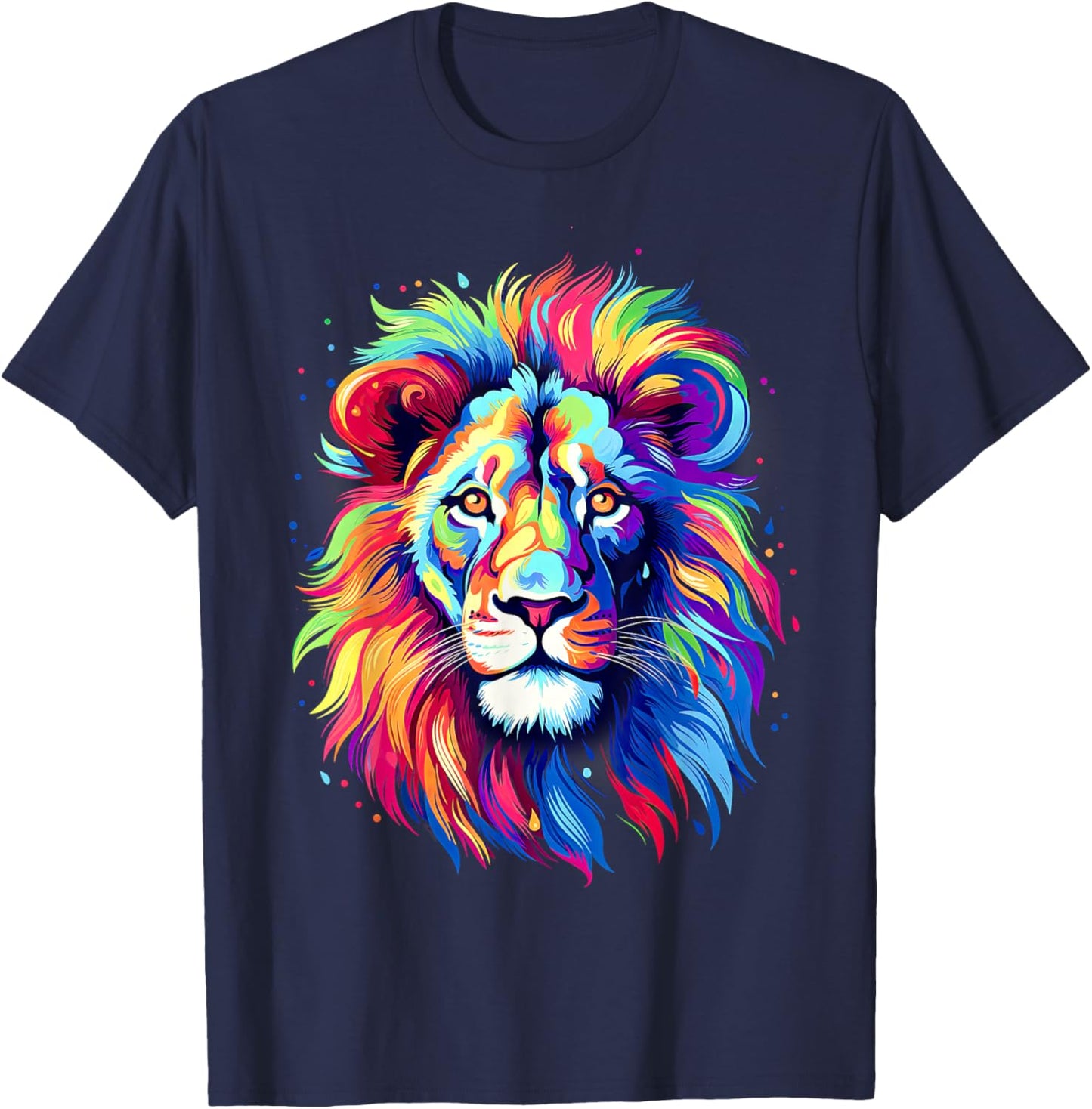 Colorful Lion Spirit Animal Multicolor Art Leo Lion T-Shirt - T-Shirt | Navy
