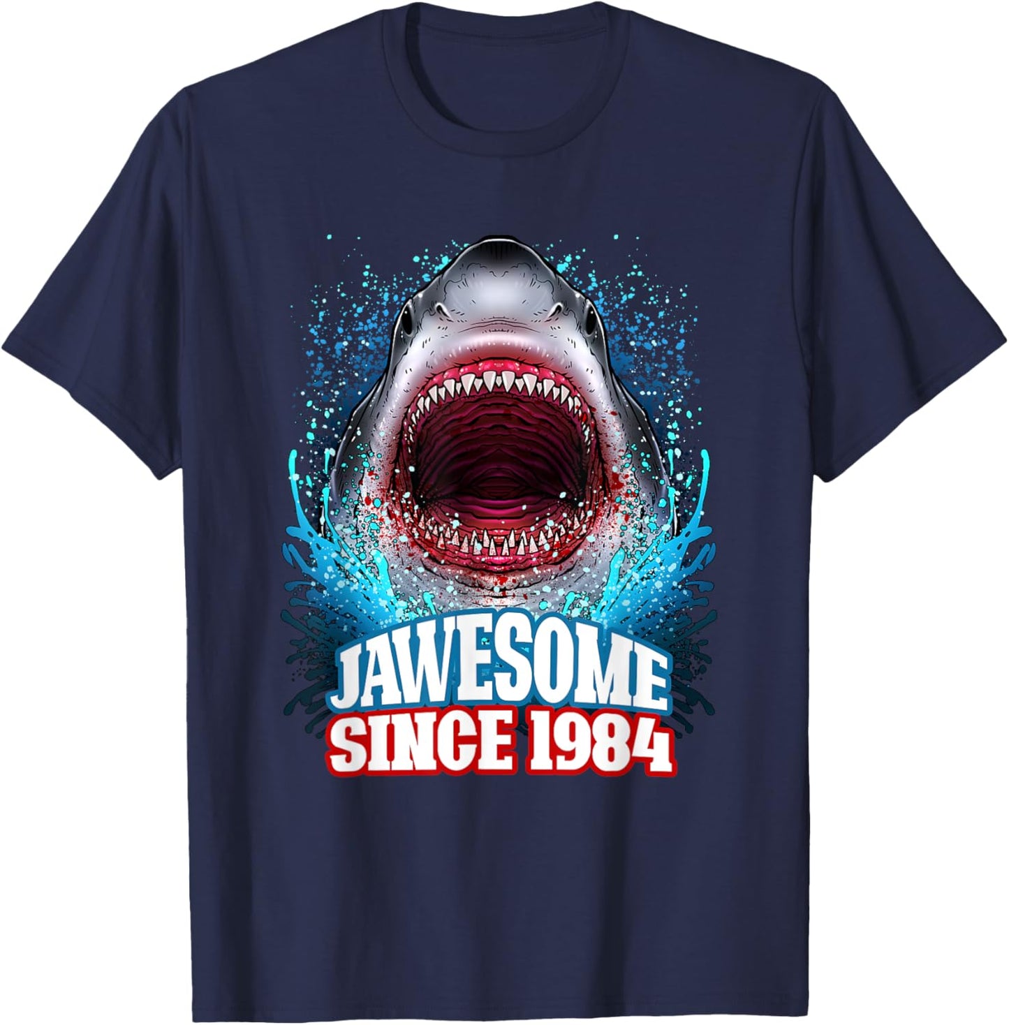 41st Birthday Jawesome Since 1984 Shark 41 Years Old T-Shirt - T-Shirt | Navy