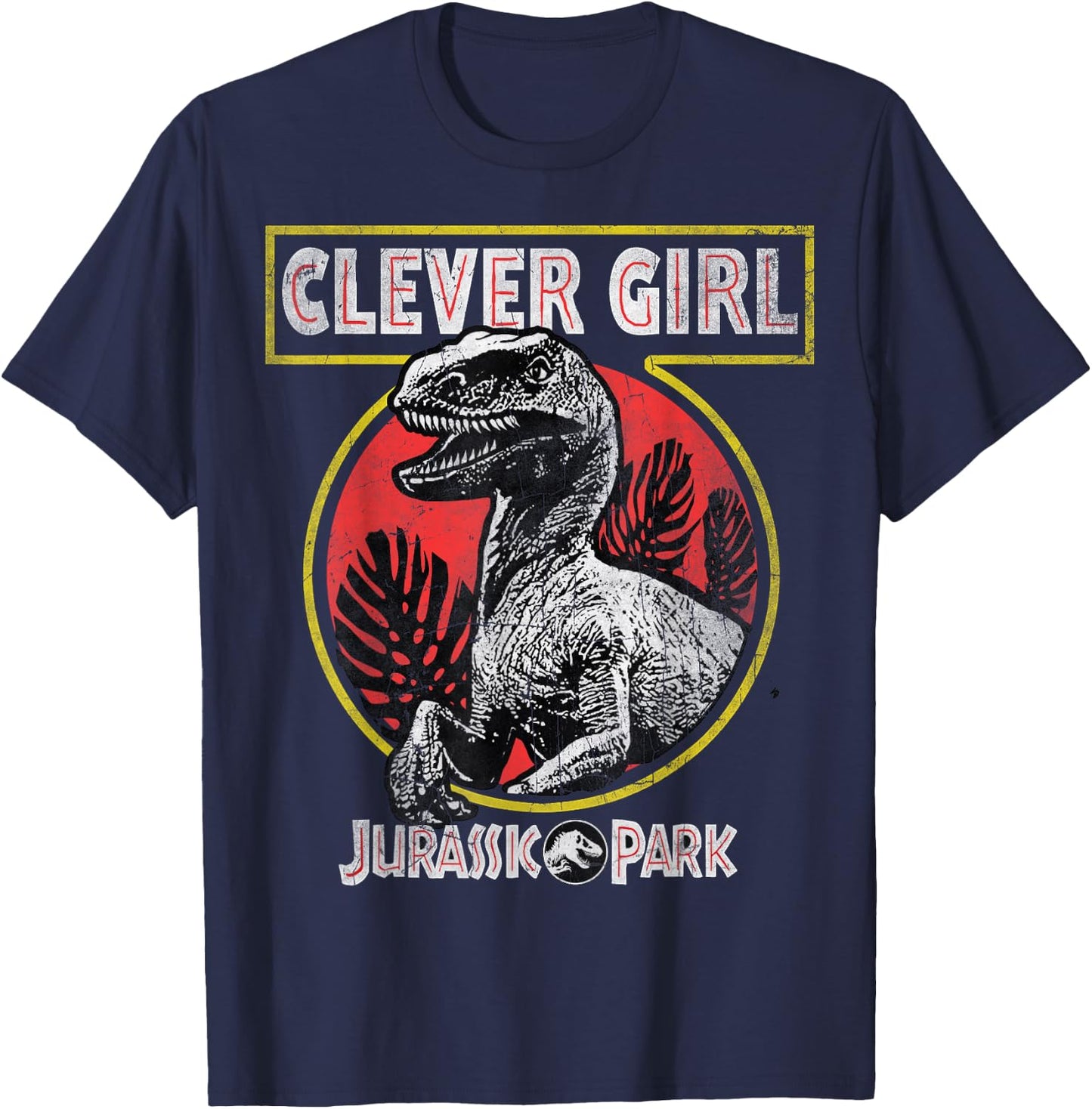 Jurassic Park Clever Girl Raptor Roar Circle Logo T-Shirt - T-Shirt | Navy