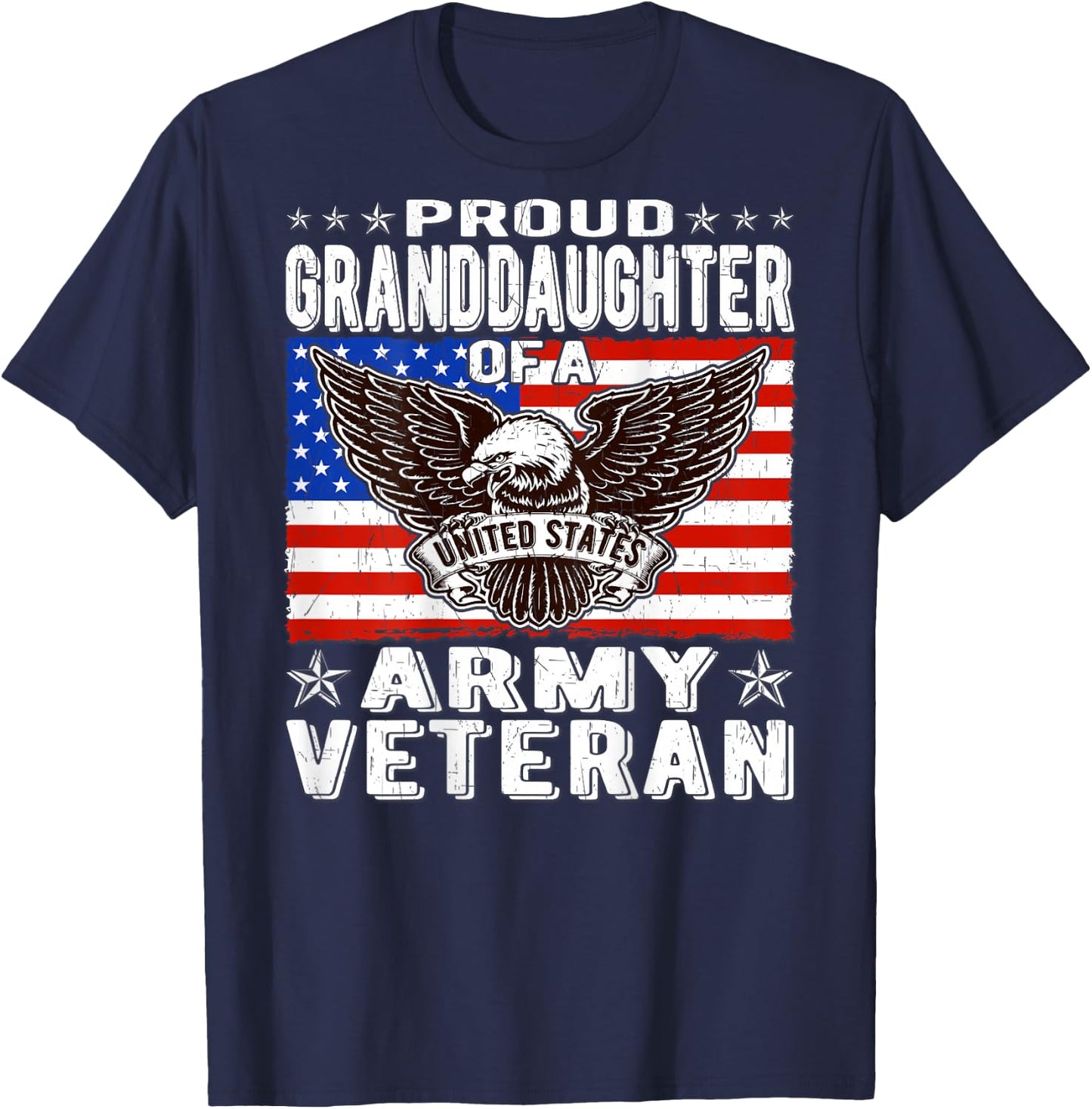 Proud Granddaughter Of Army Veteran Patriotic Military Gift Kids Men T-Shirt - T-Shirt | Navy