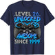 Level 26 Unlocked Awesome Since 1999 26th Birthday Gaming T-Shirt - T-Shirt | Navy