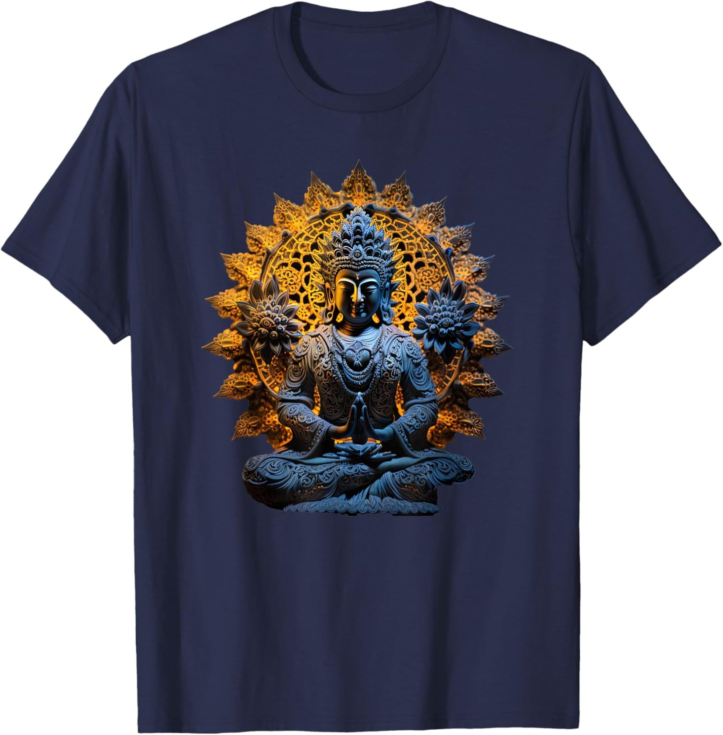 Buddha Statue Yoga Buddhist Zen Buddhism Meditation T-Shirt - T-Shirt | Navy