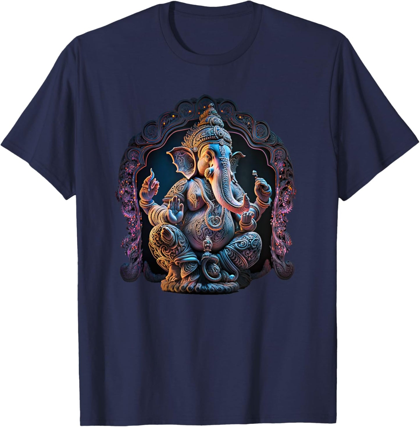Ganesh Enlightenment Consciousness Meditation - -Adults - Black - Small - Short Sleeve - Yoga T-Shirt - T-Shirt | Navy