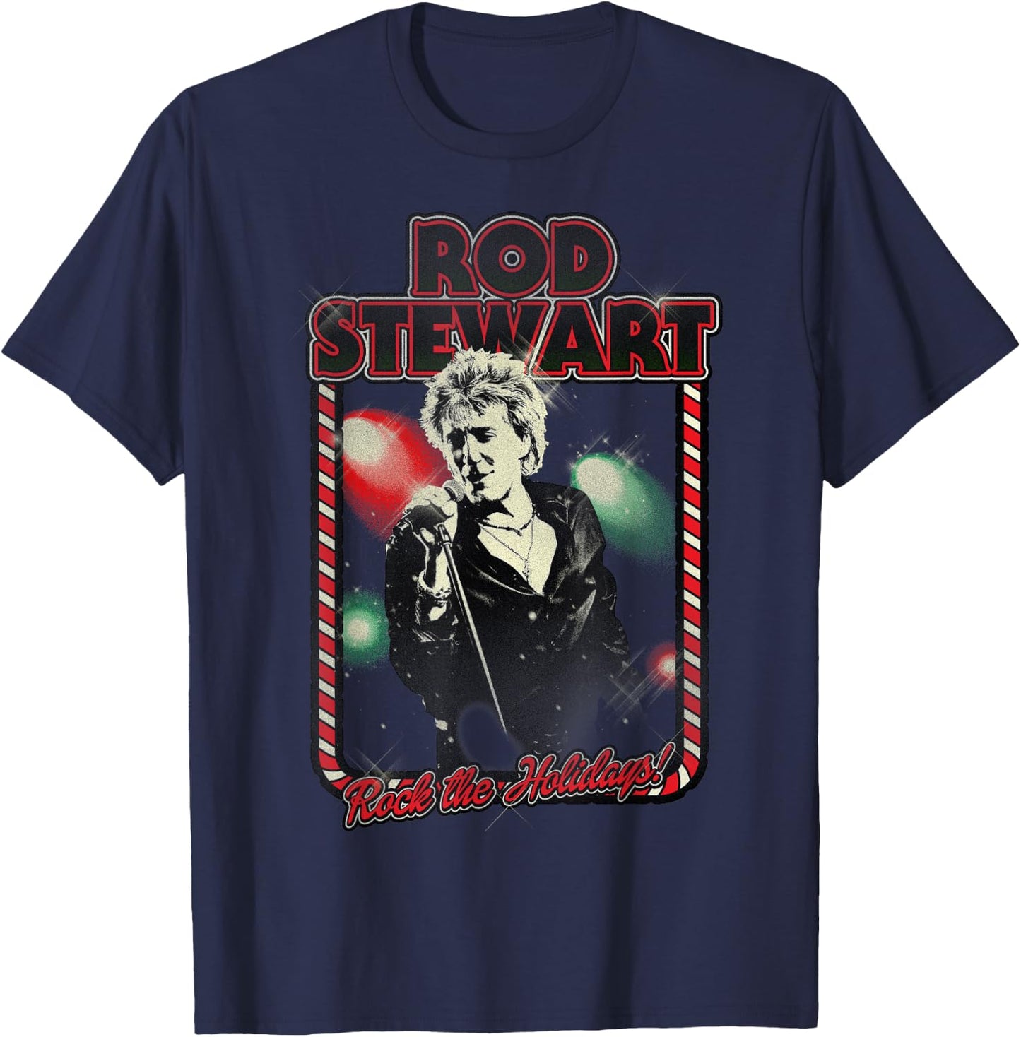 Rod Stewart Official Rock The Holidays T-Shirt - T-Shirt | Navy