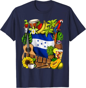 Honduras Heritage Honduran Flag Honduras Heritage Roots T-Shirt - T-Shirt | Navy