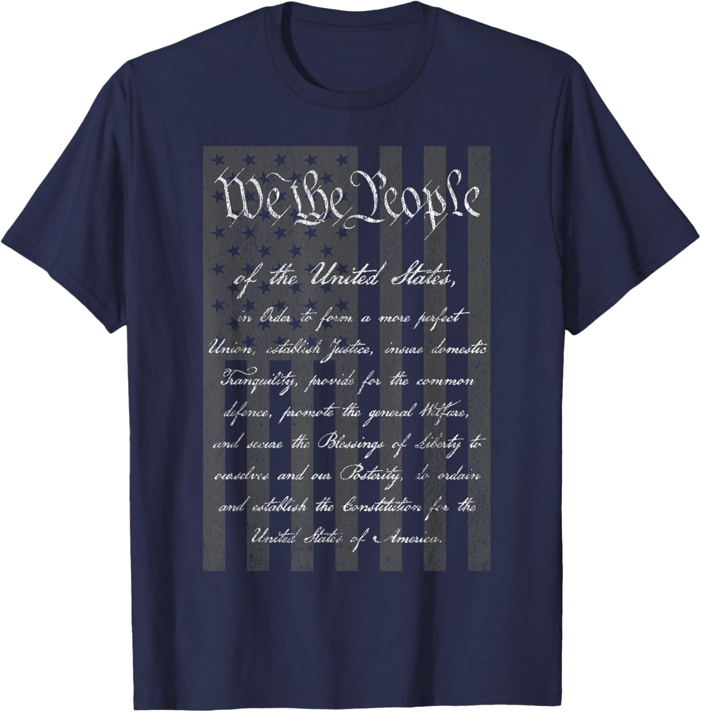 We the People Us Constitution Preamble United States Flag T-Shirt - T-Shirt | Navy