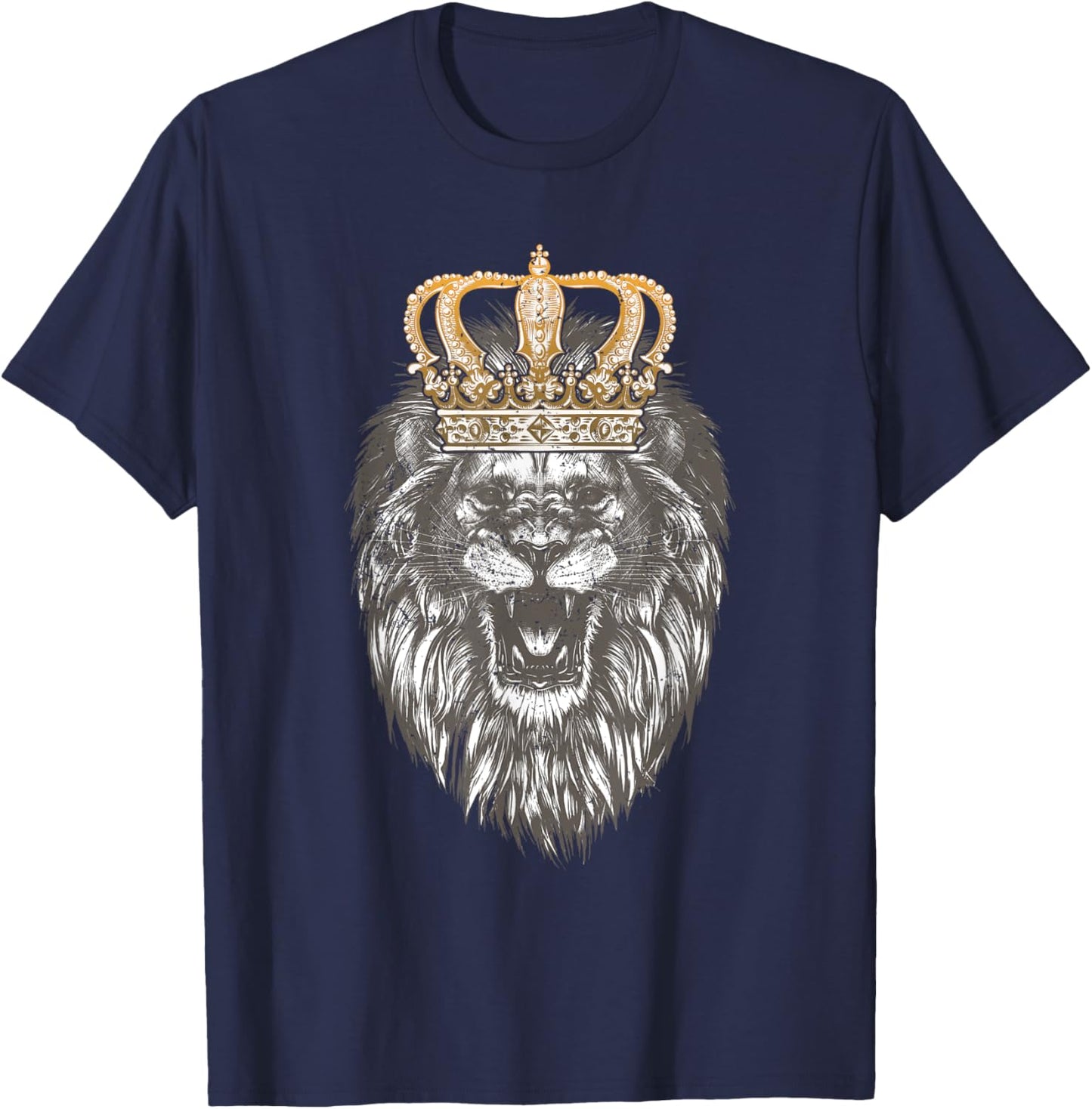 Animal King Portrait Crown Lion T-Shirt - T-Shirt | Navy