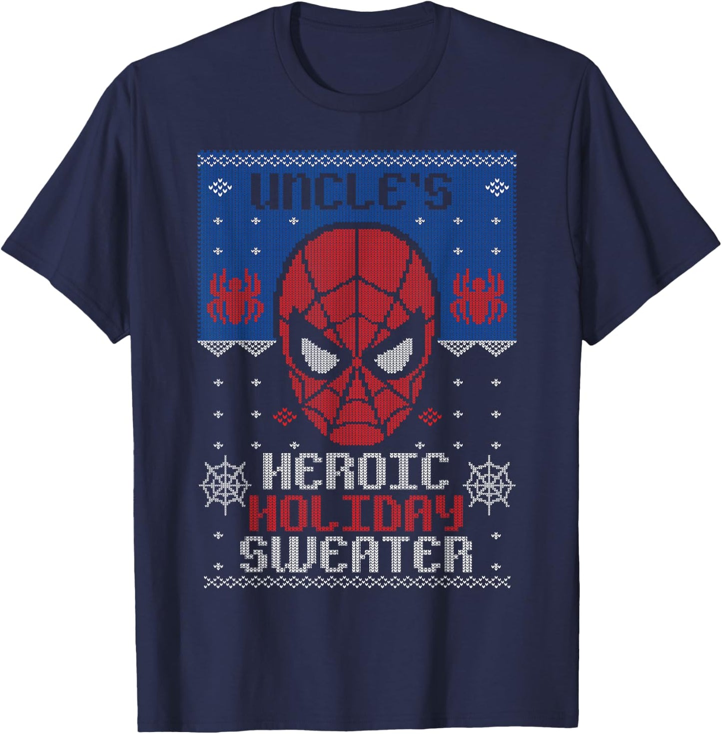 Marvel Spider-Man Uncle's Heroic Holiday Christmas T-Shirt - T-Shirt | Navy