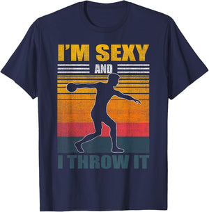 Discus Throw Vintage Disc Throwing Athletics Track and Field T-Shirt - T-Shirt | Navy