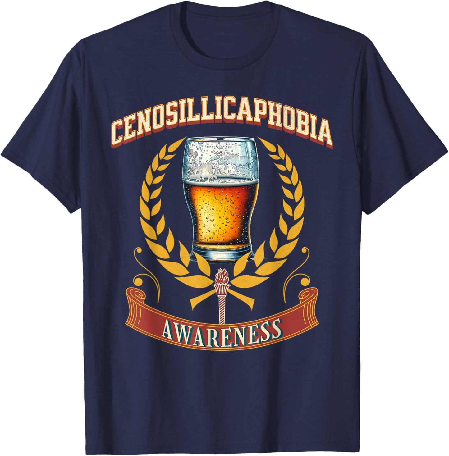 Cenosillicaphobia Alert - Empty Glass Ahead T-Shirt - T-Shirt | Navy