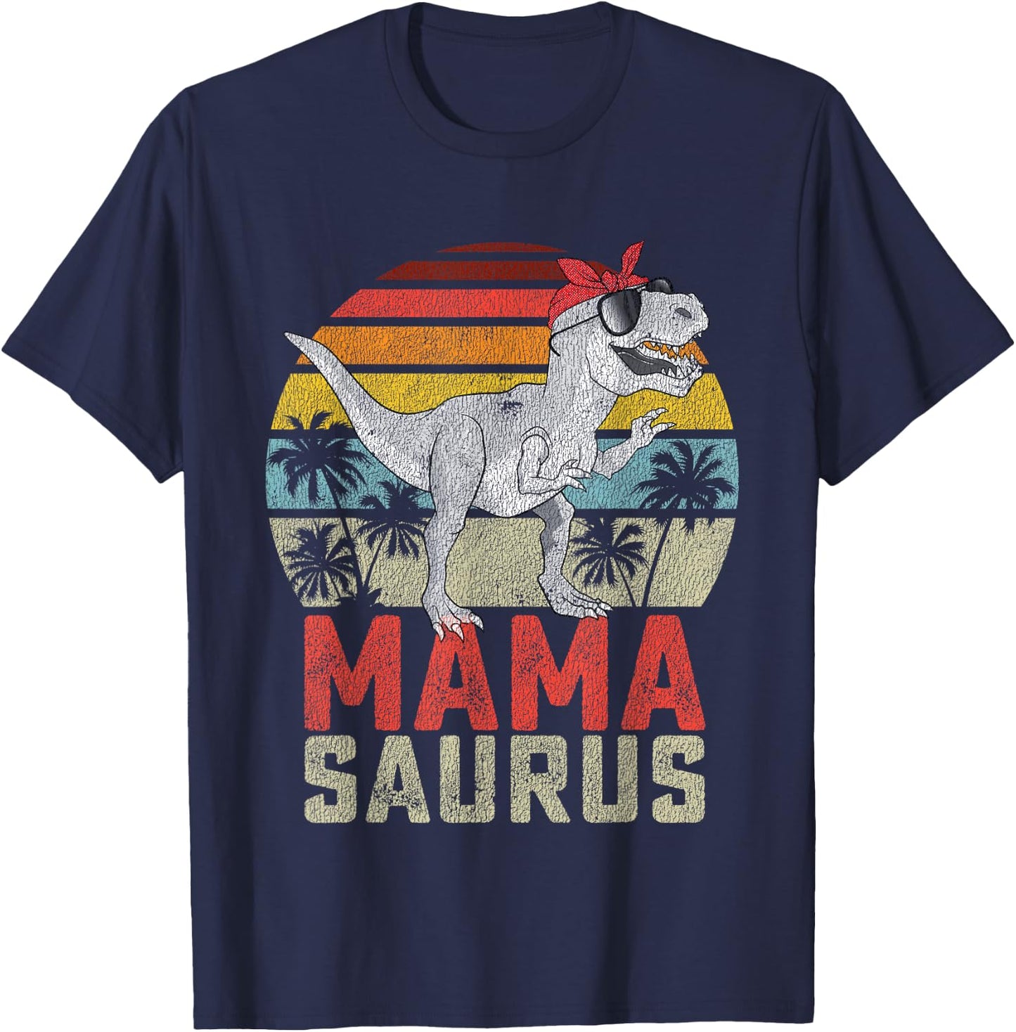 Mamasaurus T Rex Dinosaur Mama Saurus Family Matching Women T-Shirt - T-Shirt | Navy