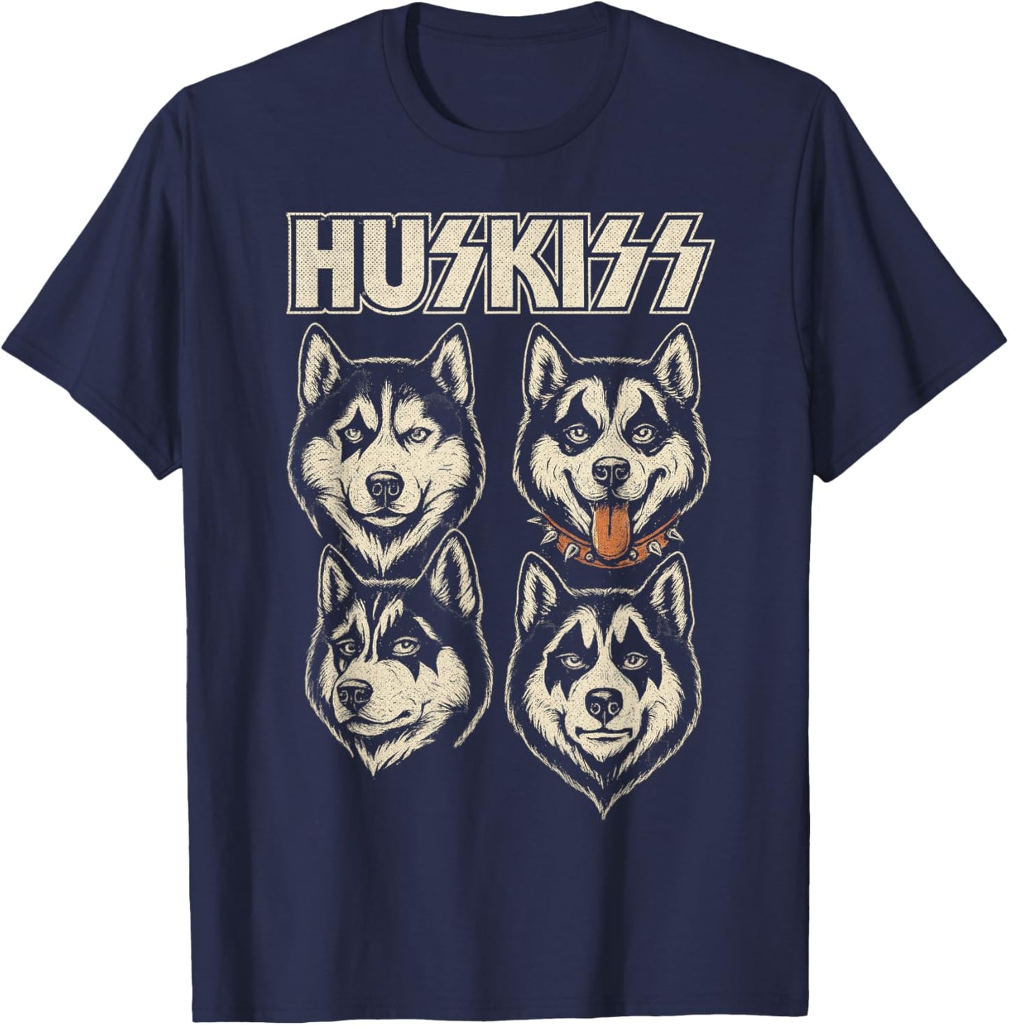 Huskiss Funny Husky Dog Rock Music Lover Men Women T-Shirt - T-Shirt | Navy