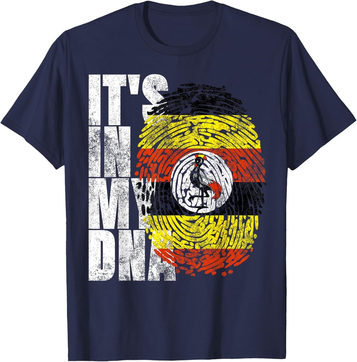 It's In My DNA Uganda Print African-American Ugandan Flag T-Shirt - T-Shirt | Navy