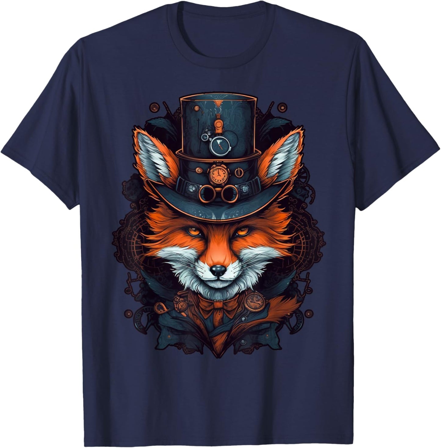Steampunk Fox T-Shirt - T-Shirt | Navy