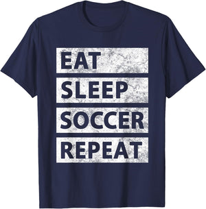 Soccer Player Eat Sleep Soccer T-Shirt - T-Shirt | Navy