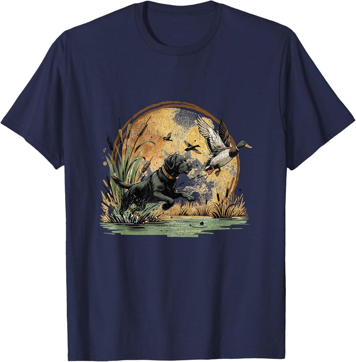 Black Lab Labrador Hunting Ducks Waterfowl T-Shirt - T-Shirt | Navy