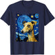 Italian Greyhound Starry Night Van Gogh T-Shirt - T-Shirt | Navy